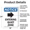 Signmission Entering Quiet Zone, 18 in W x Rectangle, Plastic OS-2PACK-NS-P-1824-V-12096 - alternate 4